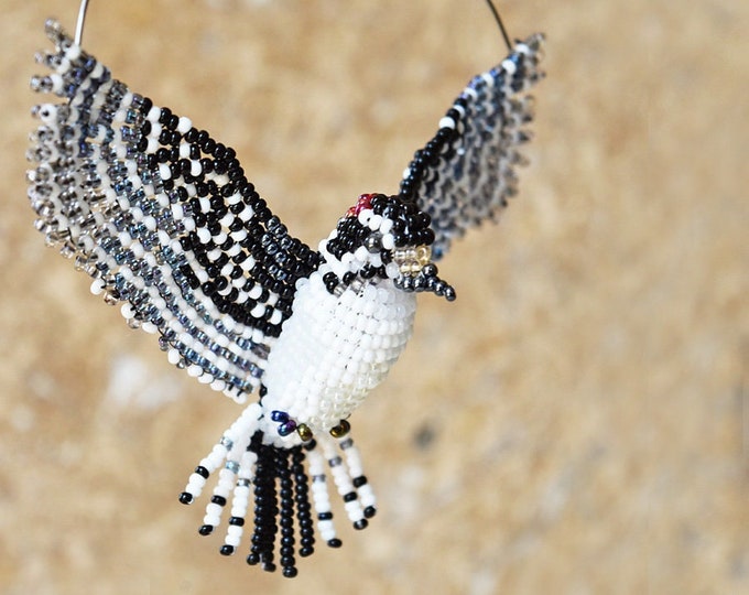 Downy Woodpecker Suncatcher Bead Work Ornament Bead Brooch Etsy