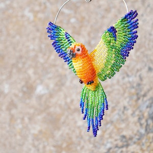 Sun Conure B Suncatcher Beaded Bird Ornament Window Decor Etsy