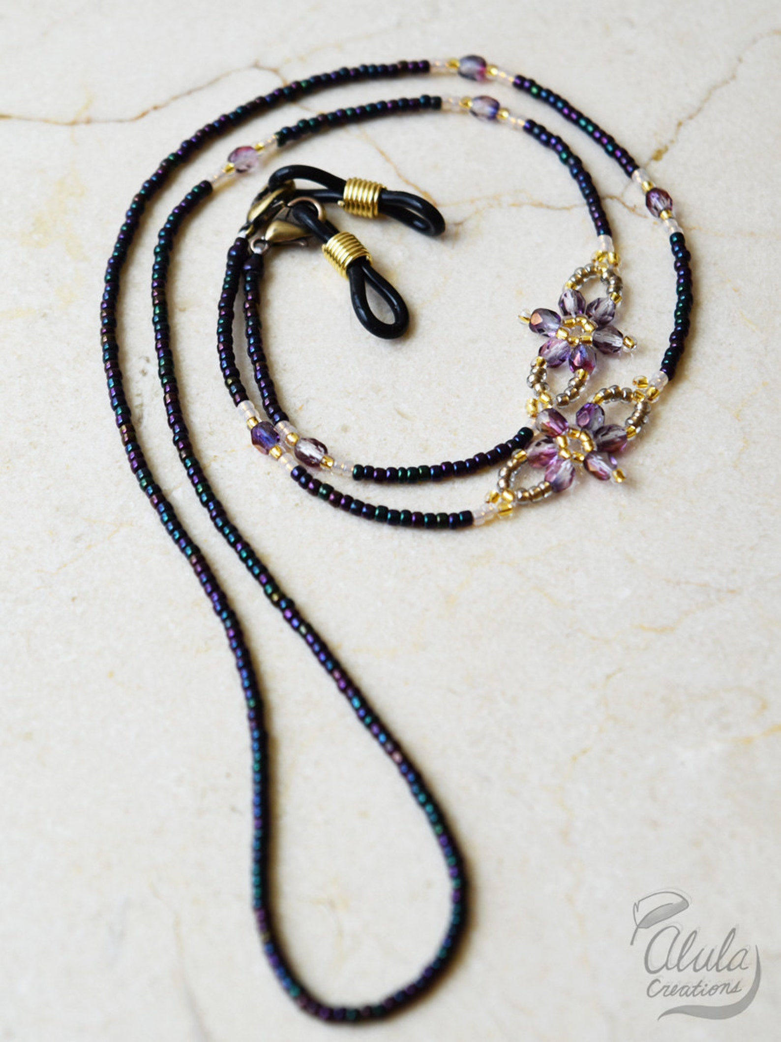 Eyeglass Holder Necklace Reading Glasses Chain Beaded Flower Etsy