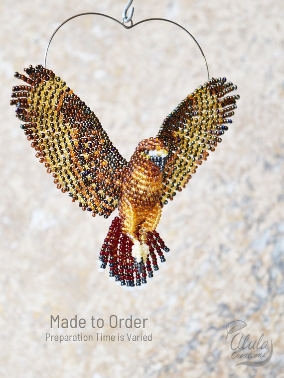 Redtailed Hawk Suncatcher Beaded Bird Ornament Statement Etsy