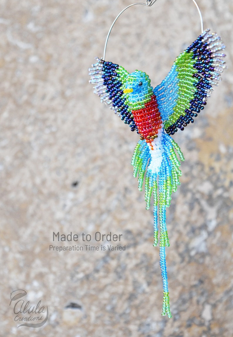 Quetzal B Beaded Bird Suncatcher Beaded Bird Window Decor Etsy