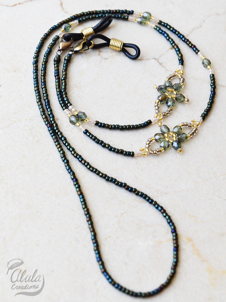 Reading Glasses Chain Beaded Flower Eyeglass Chain Etsy