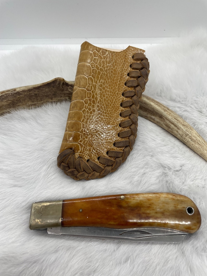 Ostrich Leather Knife Sheath Folding Knife Sheath Exotic Etsy