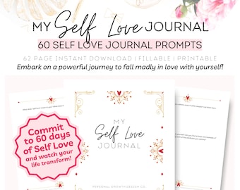 Journal d'amour de soi | Cahier d'exercices sur l'amour de soi | Journal de soins personnels | Invites de journal