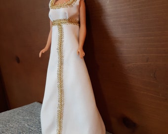 Barbie Vintage Dress 1970s Reproduction Empire Waist Maxi Dress 11.5in Fashion Doll