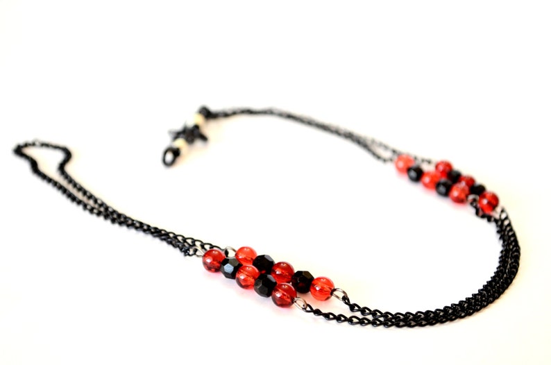 Black and Red Bead Eye Glasses Chain, Spectacle Chain, Eye Glass Chain, Sunglasses Chain