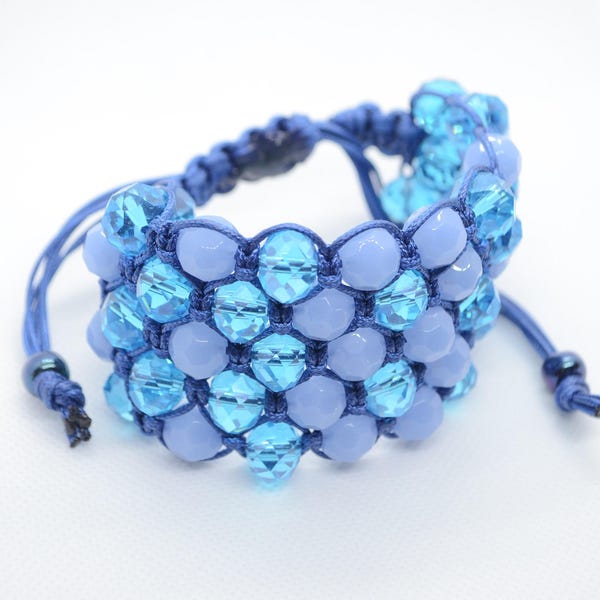 5 Row Blue Aquamarine Bead Shamballa Bracelet, Blue Glass perle Shamballa Bracelet, Blue Aquamarine Shamballa Bracelet, Sky Blue Shamballa