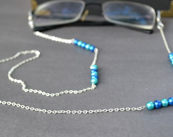 Blue Bead Eye Glasses Chain, Spectacle Chain, Eye Glass chain, Sunglasses Chain, Eyewear accessory, Glasses necklace chain