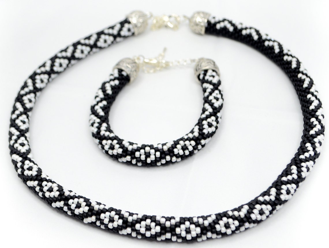 Beaded Jewelry Set Necklace & Bracelet, Tubular Necklace/bracelet