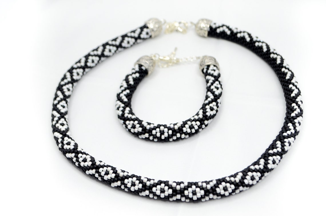 Beaded Jewelry Set Necklace & Bracelet, Tubular Necklace/bracelet