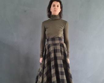 Tartan Skirt, Long Plaid Skirt, Long Asymmetric Skirt, Christmas Skirt, Long Skirt, Long Tartan Skirt, Long Winter Skirt, Maxi Skirt, Skirt