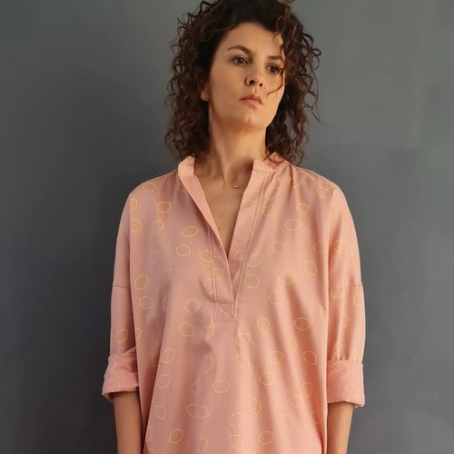 cotton tunic dress Sylvie Mini this dress is the perfect choice for effortless style. New Gardenia-tunic Dress,pure Cotton,hand Block
