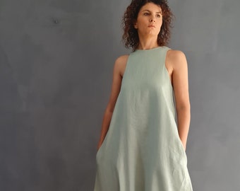 Long Maxi Dress, A-line Linen Dress, Maxi Linen Dress, Linen Dress For Women, Summer Linen Dress, Linen Dress, Sleeveless Linen Dress
