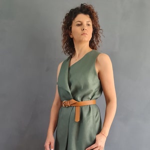 Midi Linen Vest, 100% Linen Vest, Women Linen Vest, Minimalist Linen Vest, Knee Length Vest, Minimalist Linen Vest, Pure Linen Vest, Linen