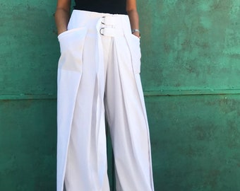 White Linen Pants, Wide Leg Linen Pants, Linen Palazzo Pants, Womens Linen Pants, Linen Beach Pants, Baggy Linen Pants, High Waist Pants