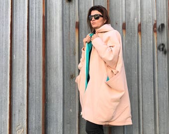 Winter Coat, Plus Size Coat, Pink Coat, Wool Coat, Loose Fit Coat, Avant Garde Clothing, Minimalist Fashion, Oversized Coat,Extravagant Coat