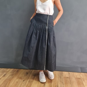 Pleated denim skirt 7xl shop
