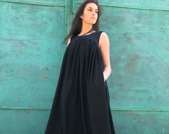 Black Maxi Dress, Black Minimalist Dress, Black Kaftan Dress, Black Abaya Dress, Plus Size Maxi Dress, Plus Size Dress, Kaftan Dress, Maxi