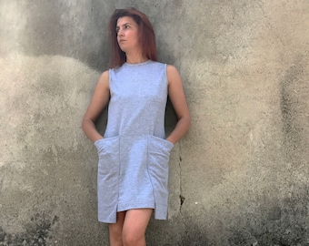 Tunic Dress, Short Dress, Minimalist Dress, Jersey Dress, Sleeveless Tunic, Gray Dress, Oversized Tunic Dress, Extravagant Tunic, Wide Top