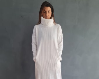 Maxi Knit Dress, Textured Knit Dress, White Knit Dress, Women Maxi Dress, Winter Maxi Dress, Winter Knit Dress, Winter White Dress, White