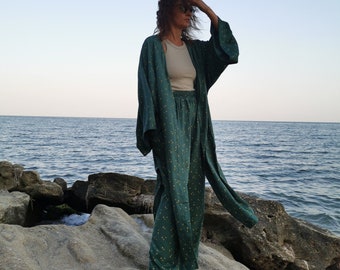 High Waist Cotton Palazzo Pants, Woman's Relaxed Fit