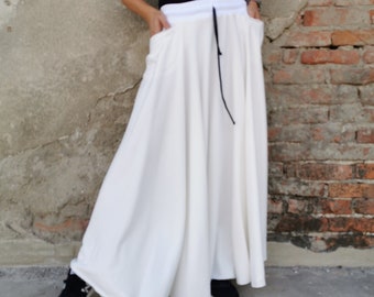 スカート Shirring flare cotton long skirt white Cotton Flare Skirt, Long Cotton Skirt, White Flare Skirt
