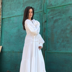 White Maxi Dress, Maxi Dress, Long Sleeves White Dress, Summer Maxi Dress, Maternity Maxi Dress, Summer Wedding Dress, White Dress image 4