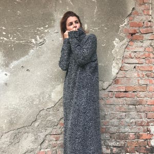 Knitted Dress, Plus Size Dress, Oversized Dress, Winter Maxi Dress, Maxi Kaftan Dress, Turtleneck Dress, Gray Dress, Women Dress, Warm Dress image 1