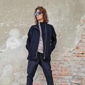 Women Wool Jacket, Side Zip Wool Jacket, Black Wool Jacket, Zip Cozy Jacket, Back Slit Wool Jacket, Fall Wool Jacket, Wool Blazer, Wool Coat