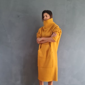 navy blue dress for baby girl Corduroy Bohemian Winter Warm Dress / Boho Yellow Mustard Dress / Yellow  Warm Corduroy Dress / Laura Ashley Inspired / Cottagecore Dress main image 1