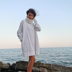 White Knit Sweater, Lose White Sweater, Winter White Sweater, Women White Sweater, Loose Knit Sweater, White Sweater, Winter Knit Sweater
