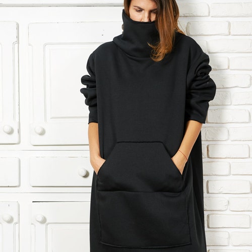Sweatshirt Dress Plus Size Dress Black Maxi Dress Loose - Etsy