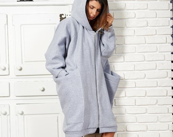 Oversized Hoodie, Hooded Jacket, Oversized Jacket, Cotton Hood Jacket, Loong Cotton Hoodie, Zipp Hoodie Jacket, Minimalist Fashion,Plus Size