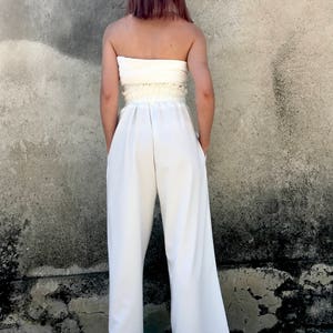 White Palazzo Pants, Wide Leg Pants, High Waist Pants, Avant Garde Pants, Women White Pants, Women Wide Leg Pants, Wide Pants, White Pants image 3