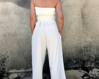 Pantaloni Palazzo bianchi Pantaloni a gamba larga Pantaloni | Etsy Italia
