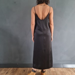 Silk Slip Dress, Black Silk Dress, Cocktail Silk Dress, Black Strappy Dress, Midi Slip Dress, Dress, Women Silk Dress, Silk Strappy Dress image 8