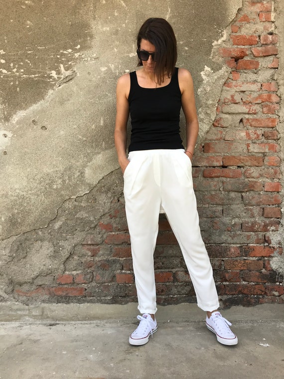 Pantalons de survêtement en coton pour femmes, Vêtements de sport pour  femmes, Vêtements de sport pour femme, Pantalons de survêtement skinny,  Pantalon de jogging blanc, Pantalons de survêtement décontractés, Pantalon  blanc 