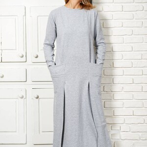 Abaya Dress, Plus Size Kaftan Dress, Maxi Dress, Sweater Dress, Women Dress, Minimalist Dress, Long Maxi Dress, Gray Dress, Elegant Dress, image 3