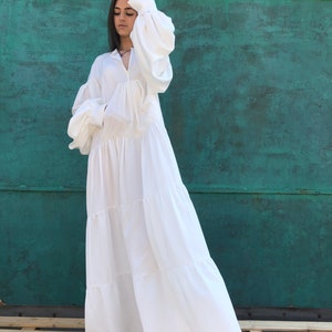 White Maxi Dress, Maxi Dress, Long Sleeves White Dress, Summer Maxi Dress, Maternity Maxi Dress, Summer Wedding Dress, White Dress image 6