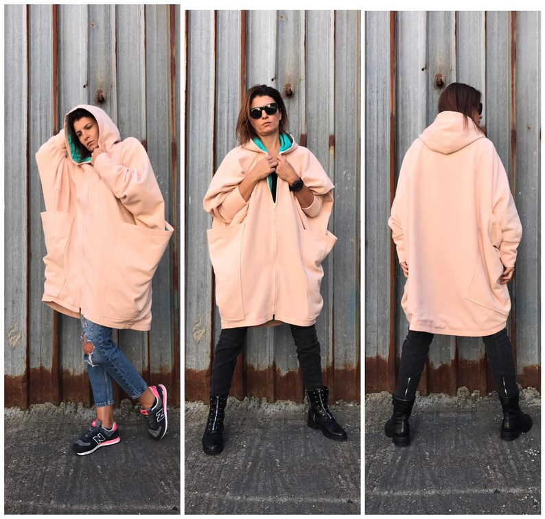 Manteau dhiver, manteau taille plus, manteau rose, manteau de laine, manteau ample, vêtements davant-garde, mode minimaliste, manteau surdimensionné, manteau extravagant image 7