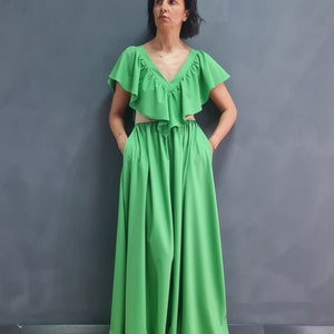Vestido Coachella, Traje Coachella, Vestido de Festival, Maxi Coachella, Vestido Maxi Verde, Vestido Maxi Largo, Vestido Maxi Volantes, Vestido Largo Volantes,