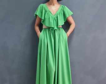 Coachella Dress, Coachella Outfit, Festival Dress, Maxi Coachella, Green Maxi Dress, Long Maxi Dress, Ruffle Maxi Dress, Long Ruffle Dress,