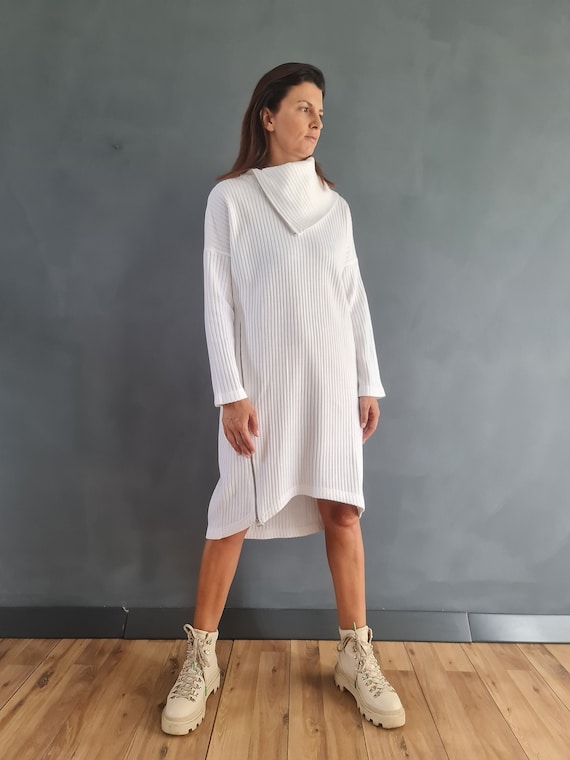 navy blue dress for baby girl Chayce Heathered Light Blue Asymmetrical Mini Sweater Dress main image 0