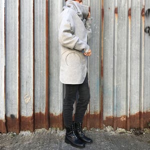 Womens Wool Coat, Womens Winter Coat, Gray Coat, High Collar Coat, Fall Winter Clothing, Wrap Coat, Plus Size Coat, Warm Coat, Women Coat image 4