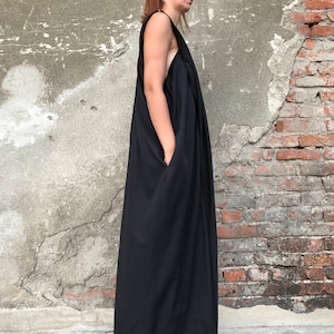 Women Jumpsuit, Black Jumpsuit, Women Romper, Gothic Clothing, Maxi Jumpsuit, Cotton Jumpsuit, Black Overall, Extravagant Jumpsuit image 5