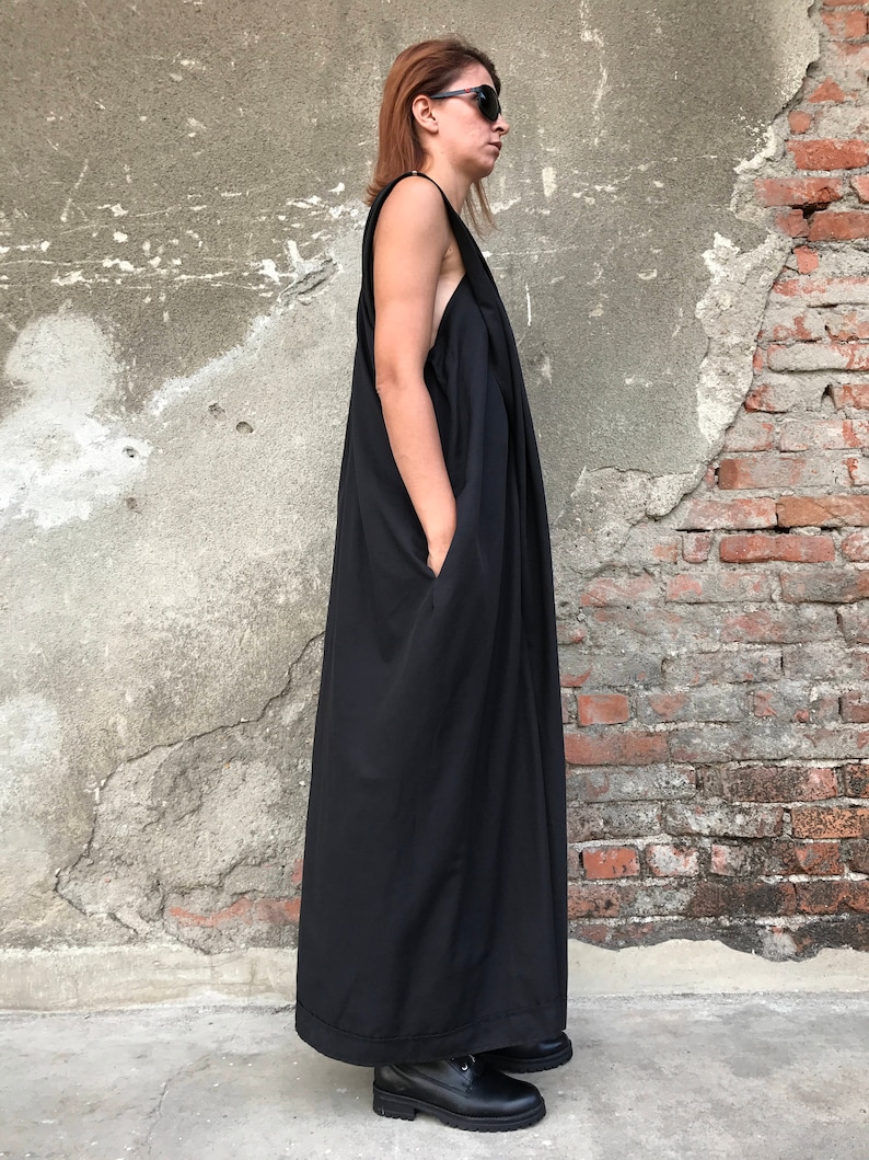 Women Jumpsuit, Black Jumpsuit, Women Romper, Gothic Clothing, Maxi Jumpsuit, Cotton Jumpsuit, Black Overall, Extravagant Jumpsuit image 5