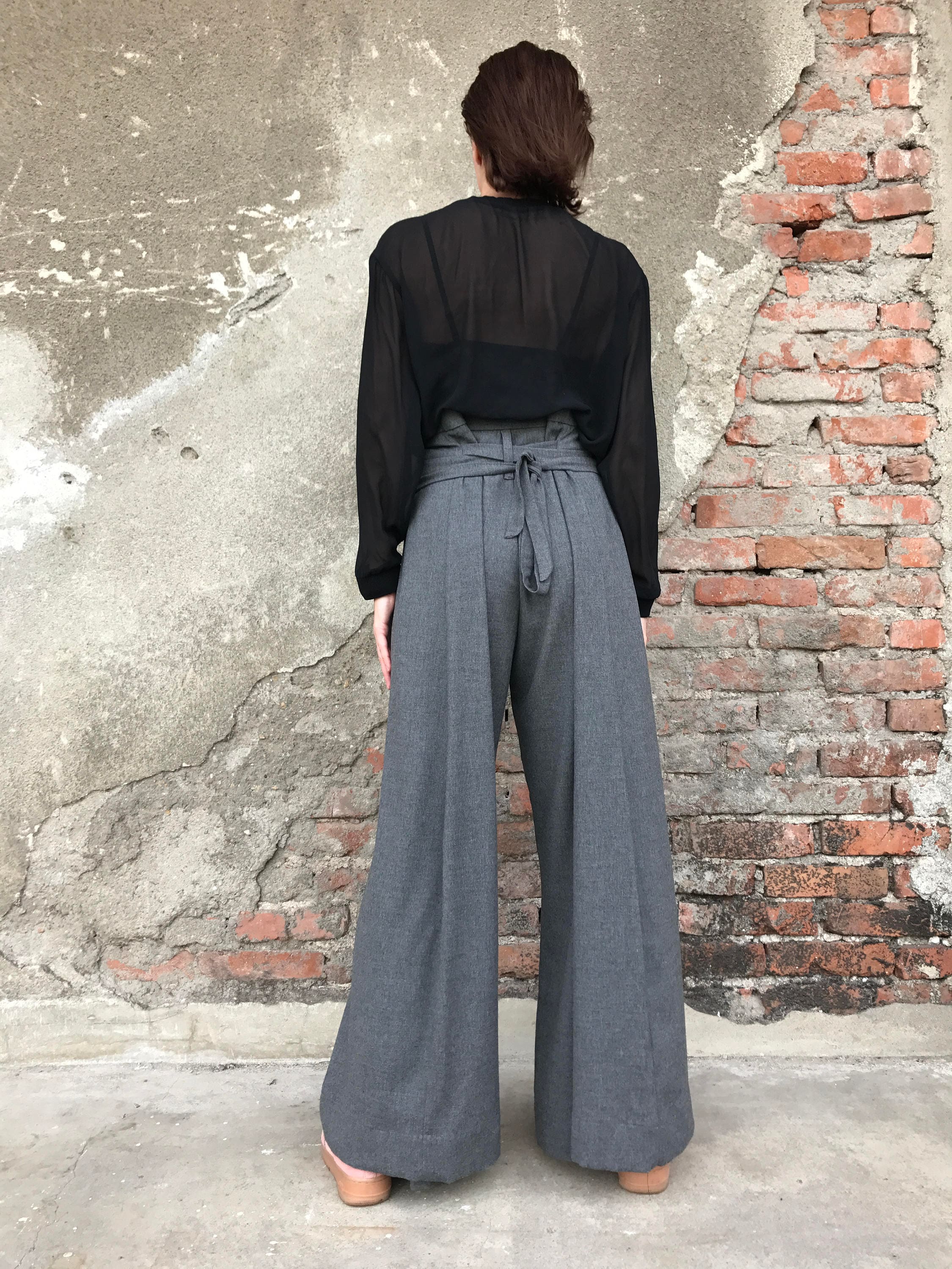 Palazzo Pants, High Waist Pants, Wide Leg Pants, Women Pants, Wool