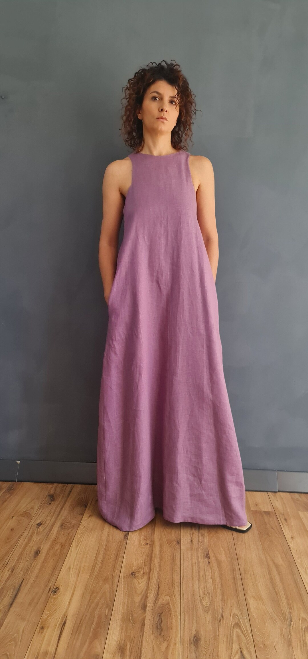 Lavender Linen Dress Lavender Maxi Dress Maxi Linen Dress - Etsy