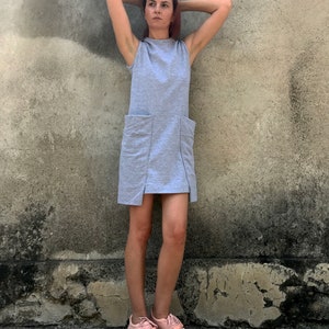 Tunic Dress, Short Dress, Minimalist Dress, Jersey Dress, Sleeveless Tunic, Gray Dress, Oversized Tunic Dress, Extravagant Tunic, Wide Top image 3