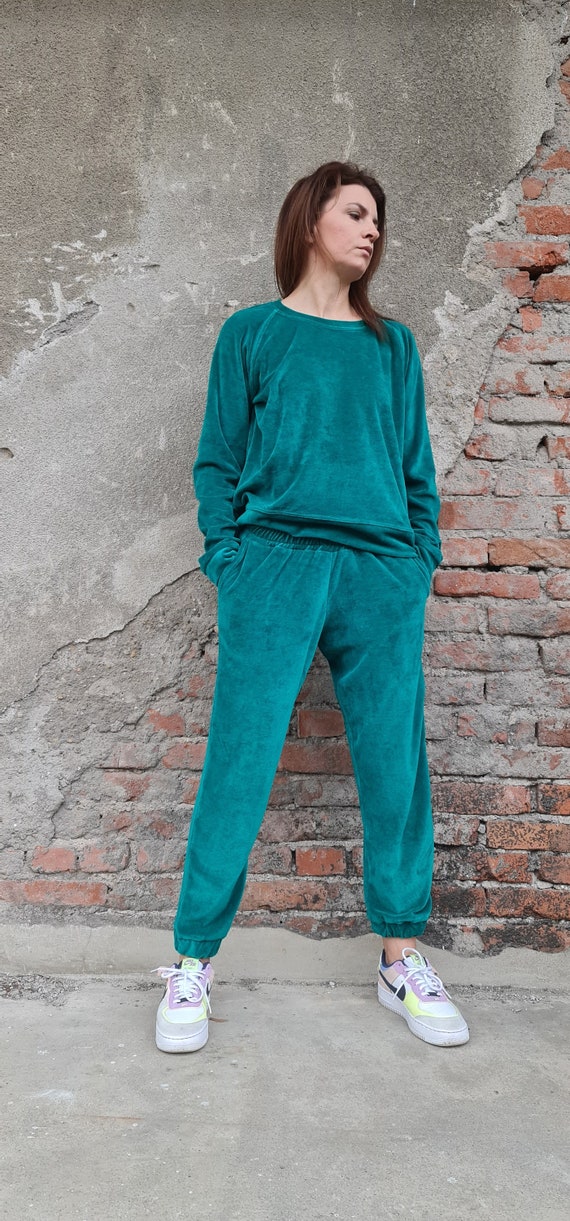 Velvet joggers set sale